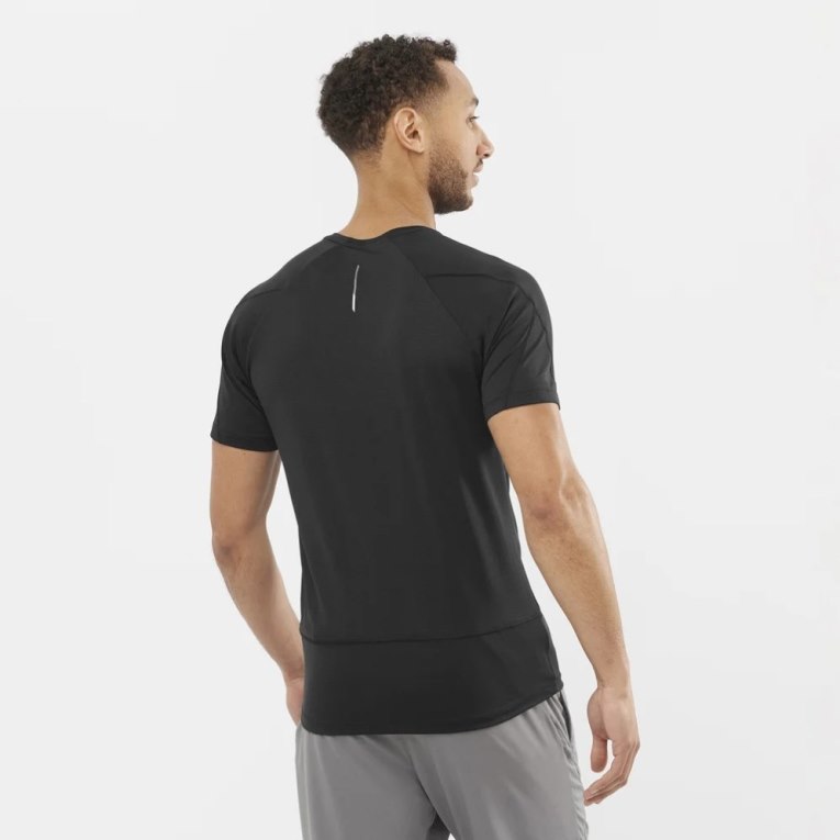 Salomon Cross Run Short Sleeve Men's T-Shirts Black | CA 38T64